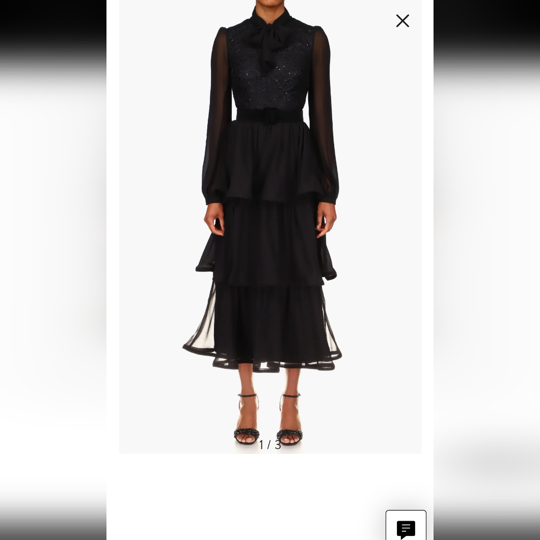 Badgley Mischka Black Lace Sequence Ruffled Dress